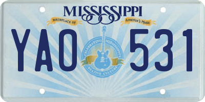 MS license plate YAO531