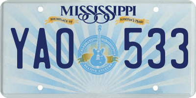 MS license plate YAO533