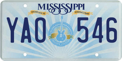 MS license plate YAO546