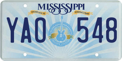 MS license plate YAO548