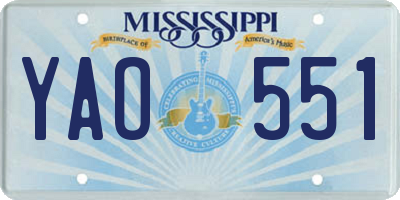 MS license plate YAO551