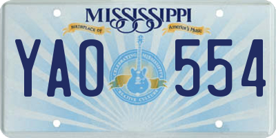 MS license plate YAO554