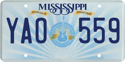 MS license plate YAO559