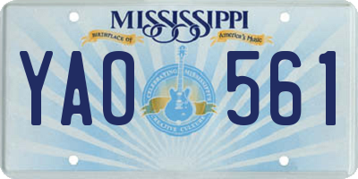 MS license plate YAO561