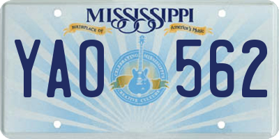 MS license plate YAO562
