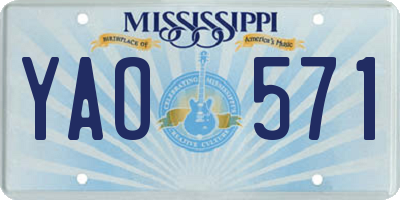 MS license plate YAO571