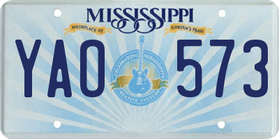 MS license plate YAO573