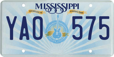 MS license plate YAO575