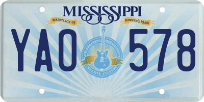 MS license plate YAO578