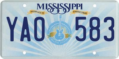 MS license plate YAO583