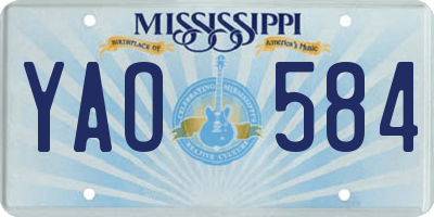 MS license plate YAO584