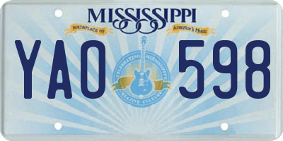 MS license plate YAO598