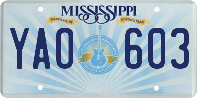 MS license plate YAO603