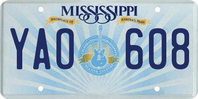 MS license plate YAO608