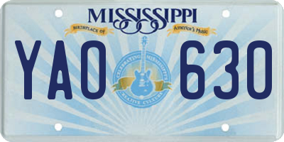MS license plate YAO630