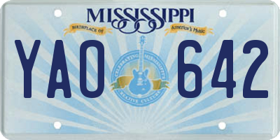 MS license plate YAO642