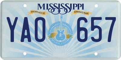 MS license plate YAO657
