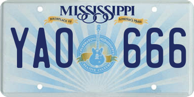 MS license plate YAO666