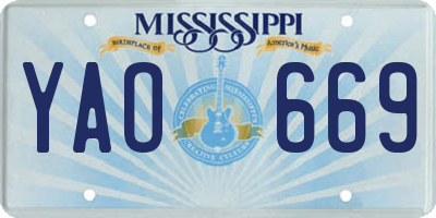 MS license plate YAO669