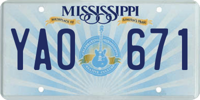 MS license plate YAO671