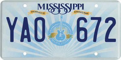 MS license plate YAO672