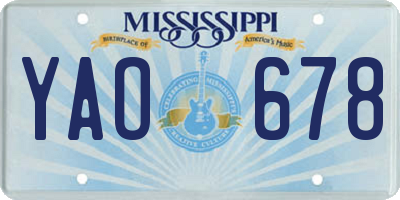 MS license plate YAO678