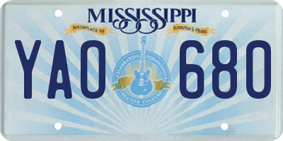 MS license plate YAO680