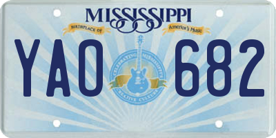 MS license plate YAO682