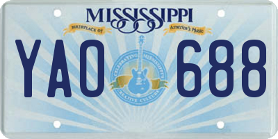 MS license plate YAO688