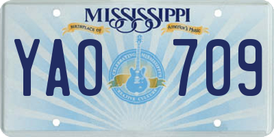 MS license plate YAO709