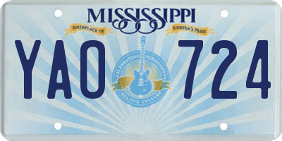 MS license plate YAO724