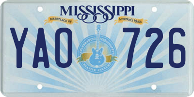 MS license plate YAO726