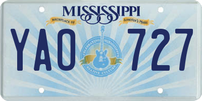 MS license plate YAO727