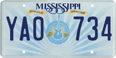 MS license plate YAO734
