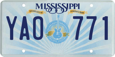 MS license plate YAO771