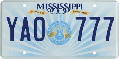 MS license plate YAO777