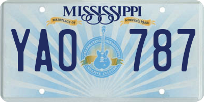MS license plate YAO787