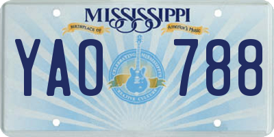 MS license plate YAO788