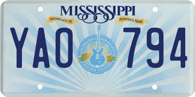 MS license plate YAO794
