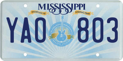 MS license plate YAO803