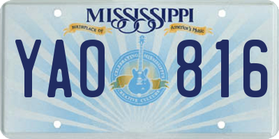 MS license plate YAO816