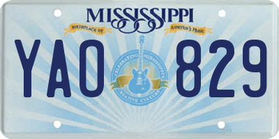 MS license plate YAO829