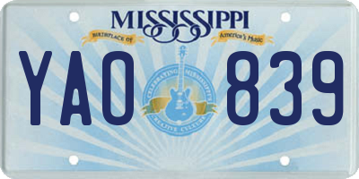 MS license plate YAO839