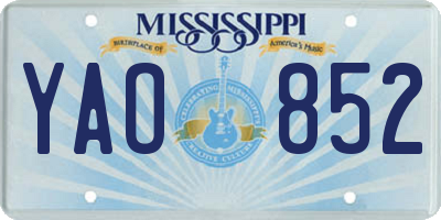 MS license plate YAO852