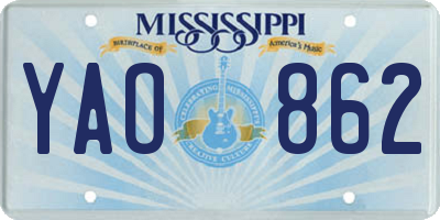 MS license plate YAO862