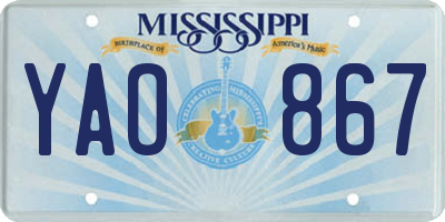MS license plate YAO867