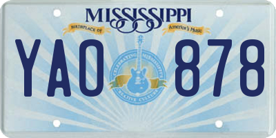 MS license plate YAO878