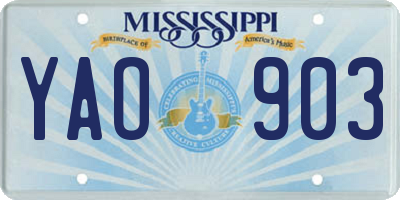 MS license plate YAO903