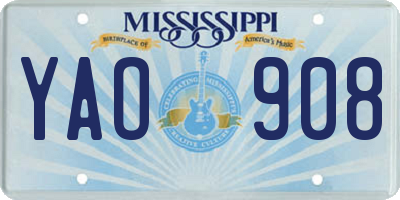 MS license plate YAO908