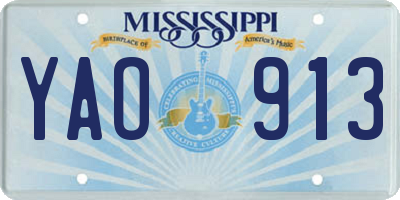 MS license plate YAO913